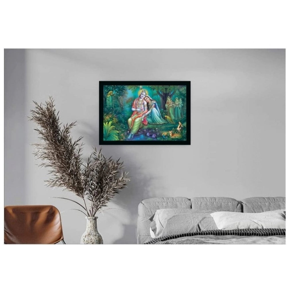 Roneclick Radha Krishna Painting with Synthetic Photo Frame (Multicolor)