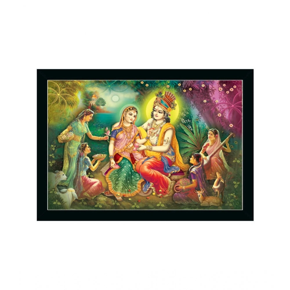 Roneclick Radha Krishna Painting with Synthetic Photo Frame (Multicolor)