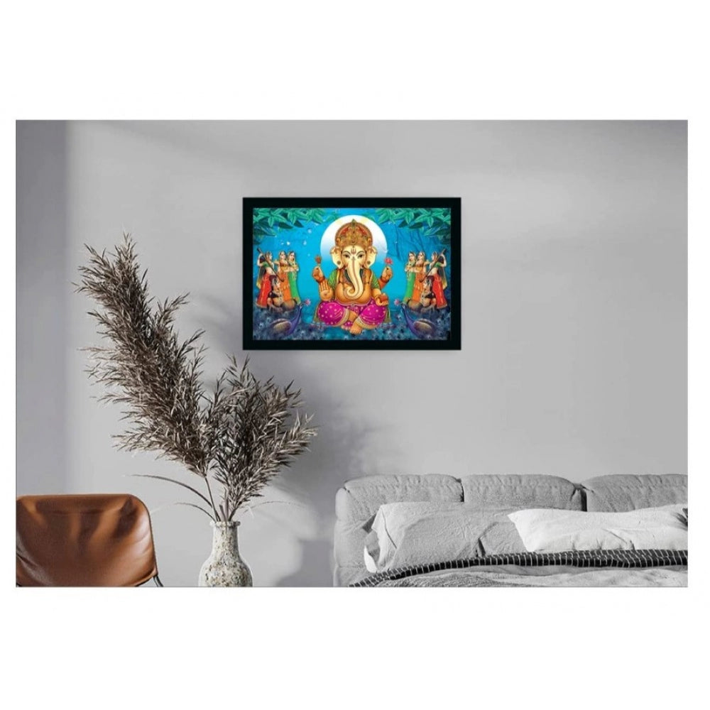 Roneclick Ganesh Photo with Synthetic Photo Frame (Multicolor)