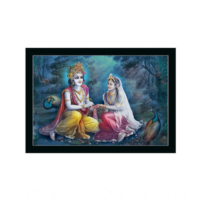 Roneclick Radha Krishna Painting with Synthetic Photo Frame (Multicolor)