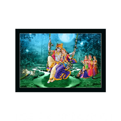 Roneclick Radha Krishna Painting with Synthetic Photo Frame (Multicolor)