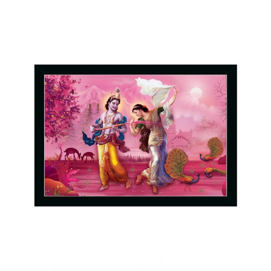 Roneclick Radha Krishna Painting with Synthetic Photo Frame (Multicolor)