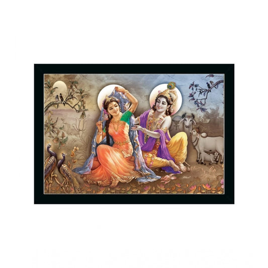 Roneclick Radha Krishna Painting with Synthetic Photo Frame (Multicolor)