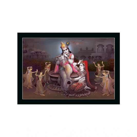 Roneclick Radha Krishna Painting with Synthetic Photo Frame (Multicolor)