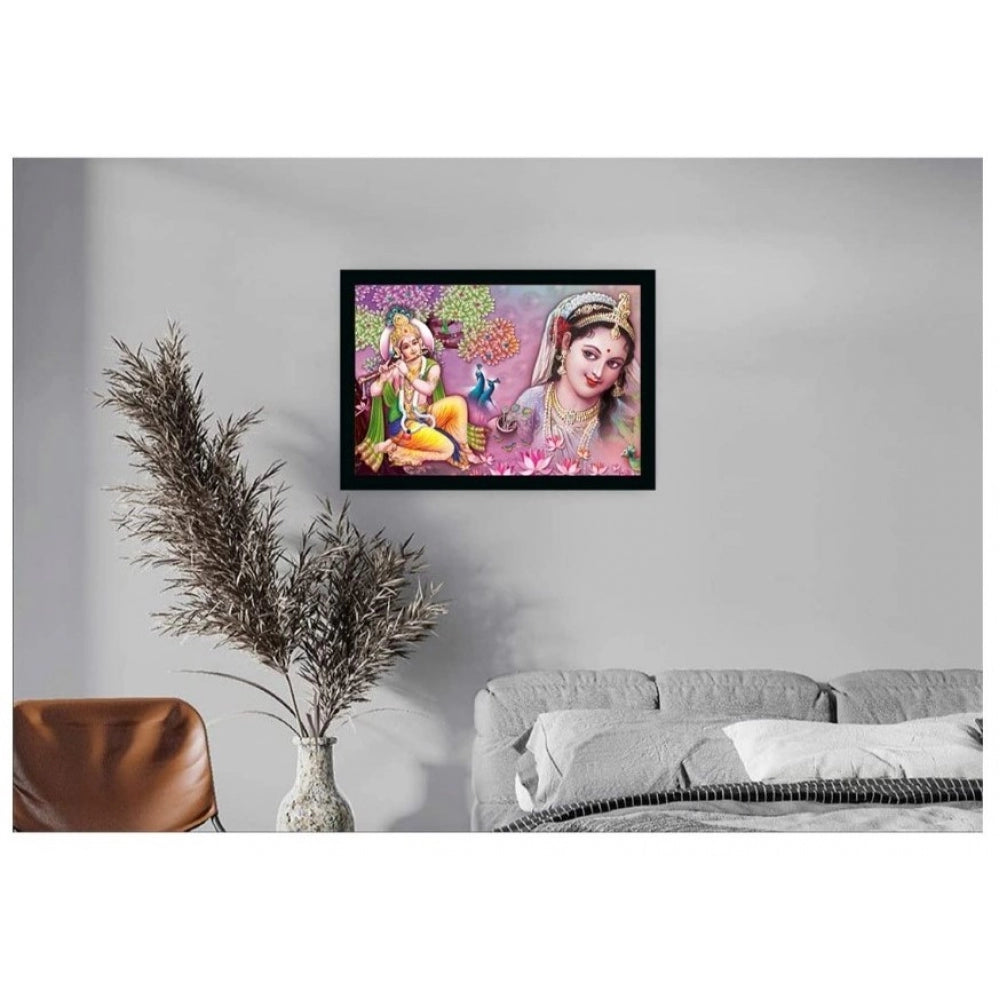 Roneclick Radha Krishna Painting with Synthetic Photo Frame (Multicolor)