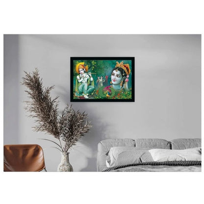 Roneclick Radha Krishna Painting with Synthetic Photo Frame (Multicolor)