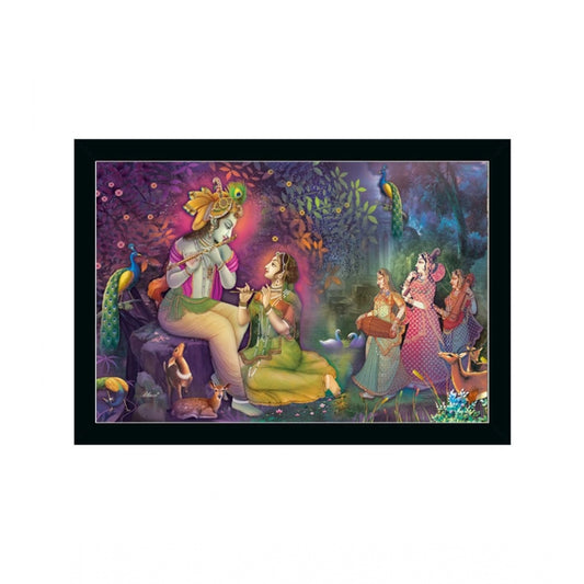 Roneclick Radha Krishna Painting with Synthetic Photo Frame (Multicolor)