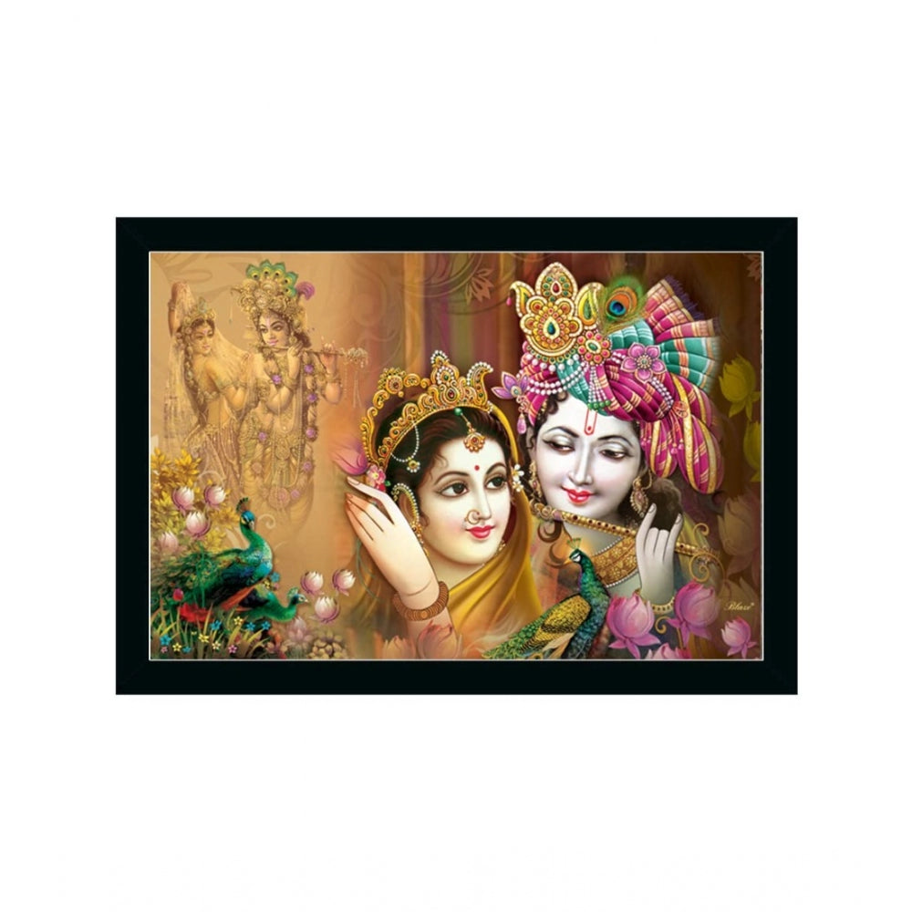 Roneclick Radha Krishna Painting with Synthetic Photo Frame (Multicolor)