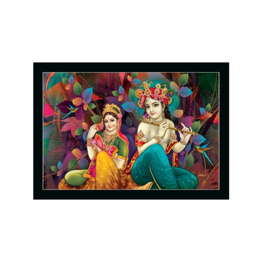 Roneclick Radha Krishna Painting with Synthetic Photo Frame (Multicolor)