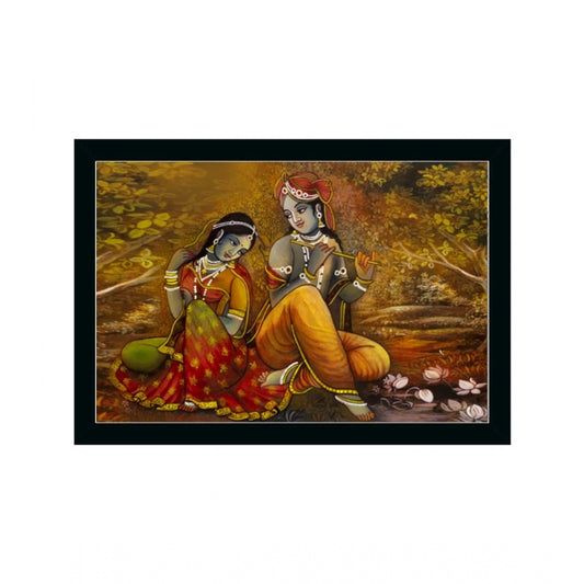 Roneclick Radha Krishna Painting with Synthetic Photo Frame (Multicolor)