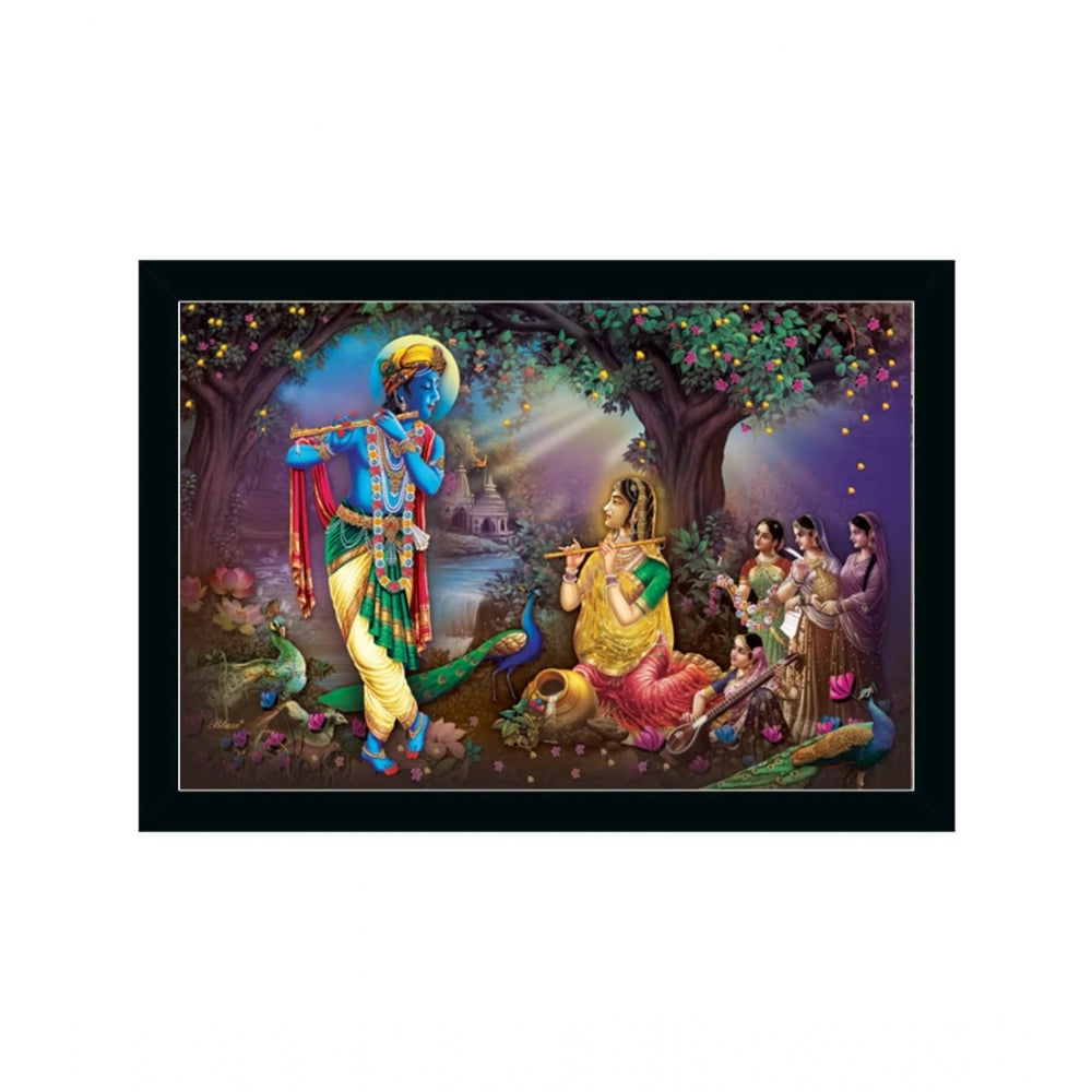 Roneclick Radha Krishna Painting with Synthetic Photo Frame (Multicolor)