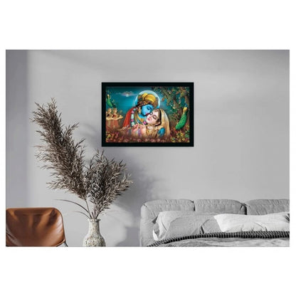 Roneclick Radha Krishna Painting with Synthetic Photo Frame (Multicolor)