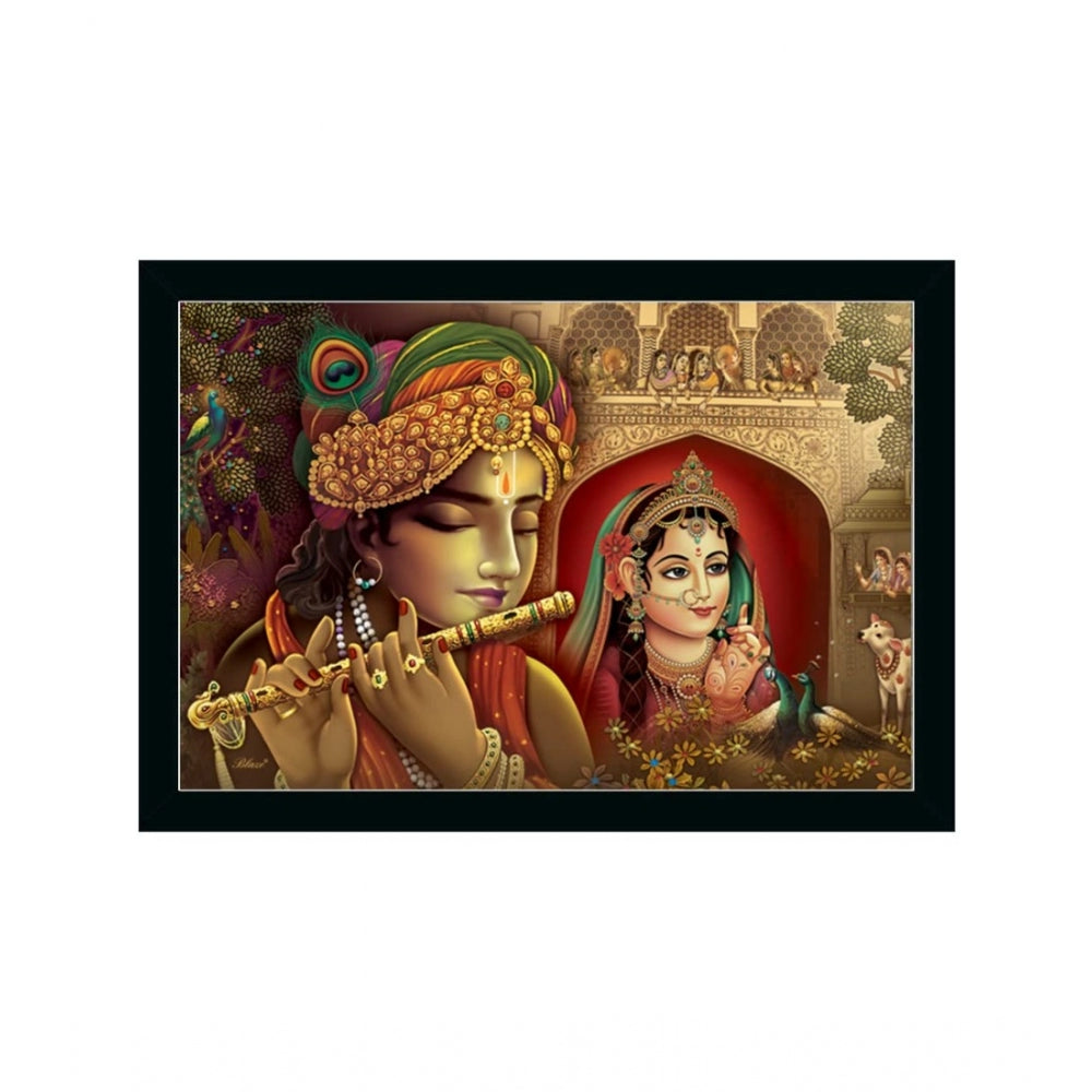 Roneclick Radha Krishna Painting with Synthetic Photo Frame (Multicolor)