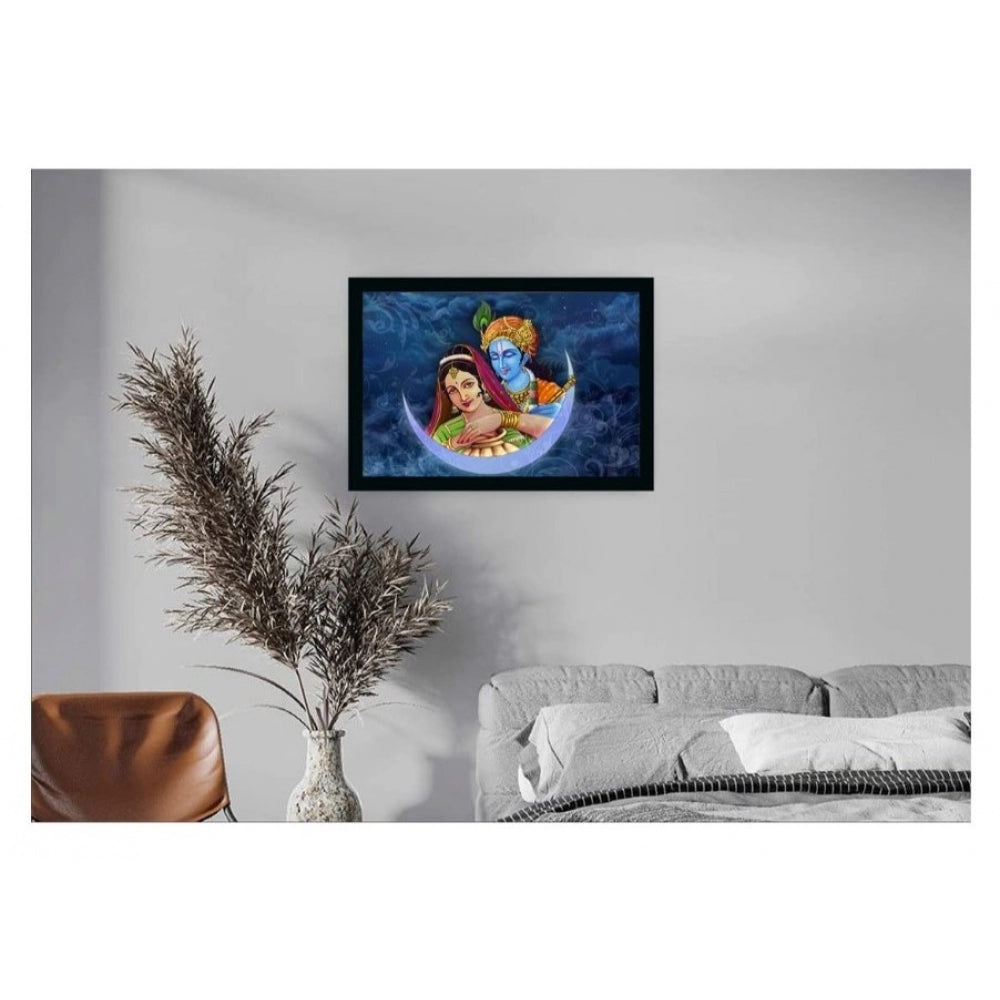 Roneclick Radha Krishna Painting with Synthetic Photo Frame (Multicolor)