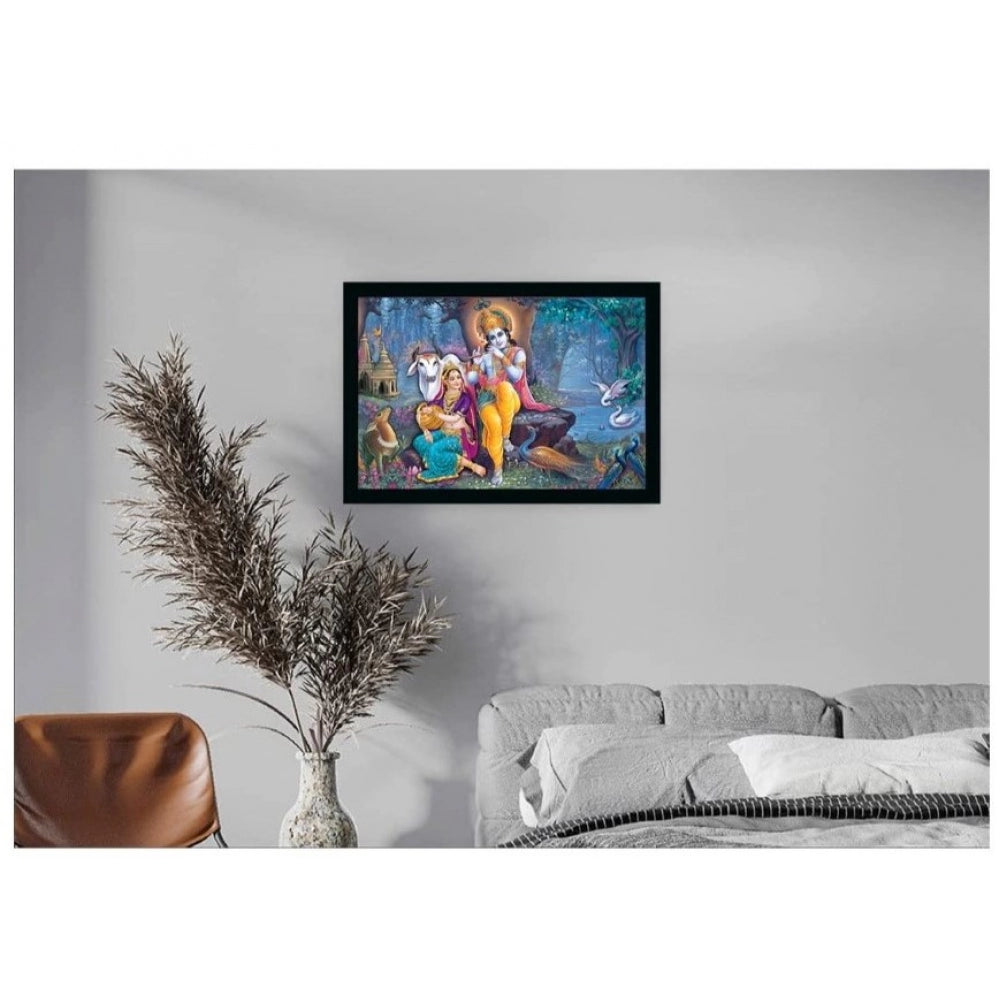 Roneclick Radha Krishna Painting with Synthetic Photo Frame (Multicolor)