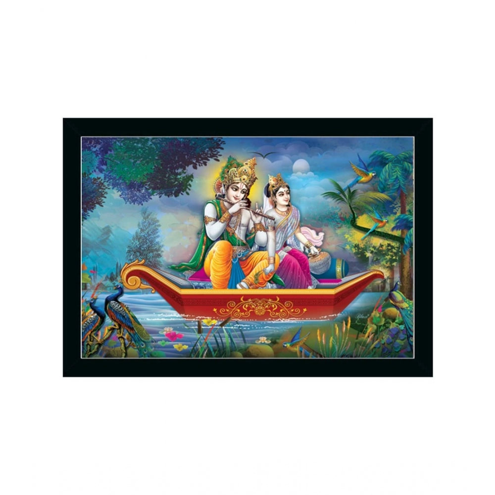 Roneclick Radha Krishna Painting with Synthetic Photo Frame (Multicolor)