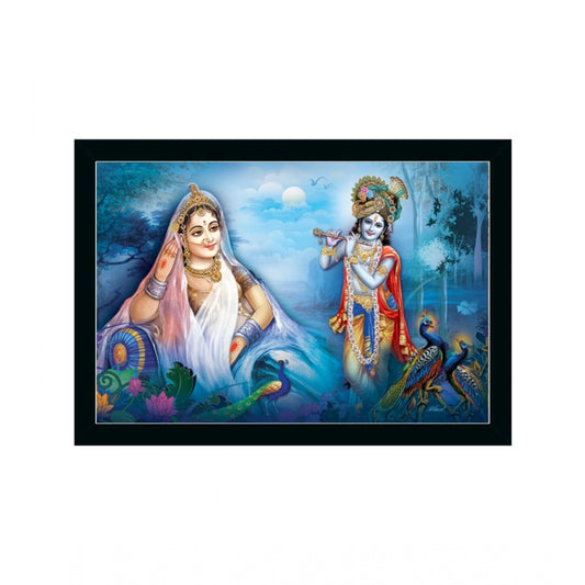 Roneclick Radha Krishna Painting with Synthetic Photo Frame (Multicolor)