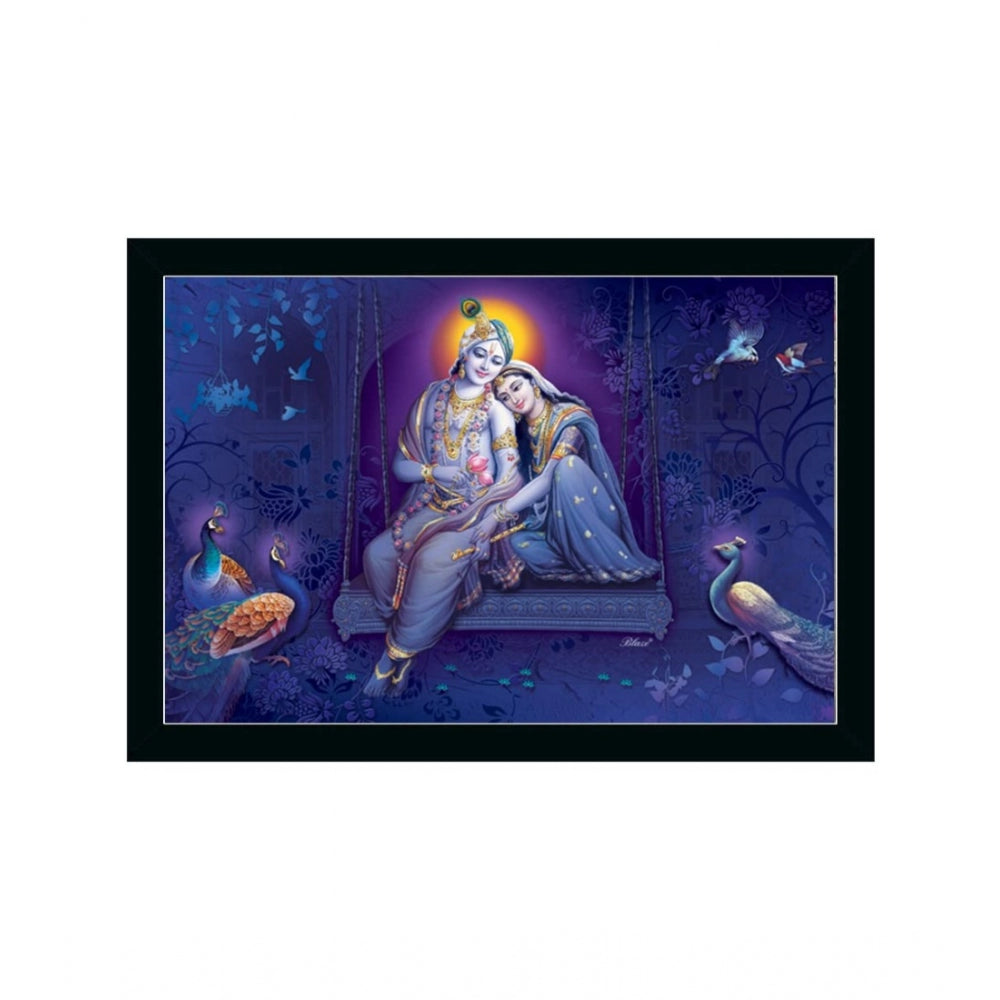 Roneclick Radha Krishna Painting with Synthetic Photo Frame (Multicolor)