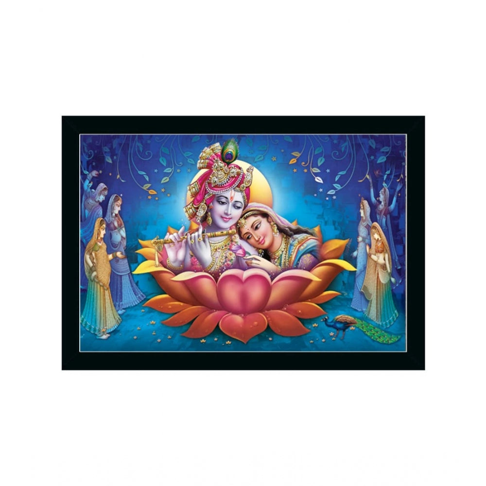 Roneclick Radha Krishna Painting with Synthetic Photo Frame (Multicolor)