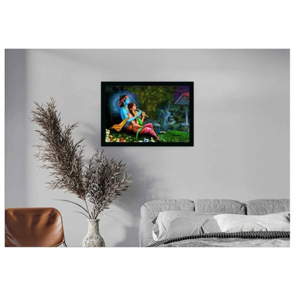 Roneclick Radha Krishna Painting with Synthetic Photo Frame (Multicolor)