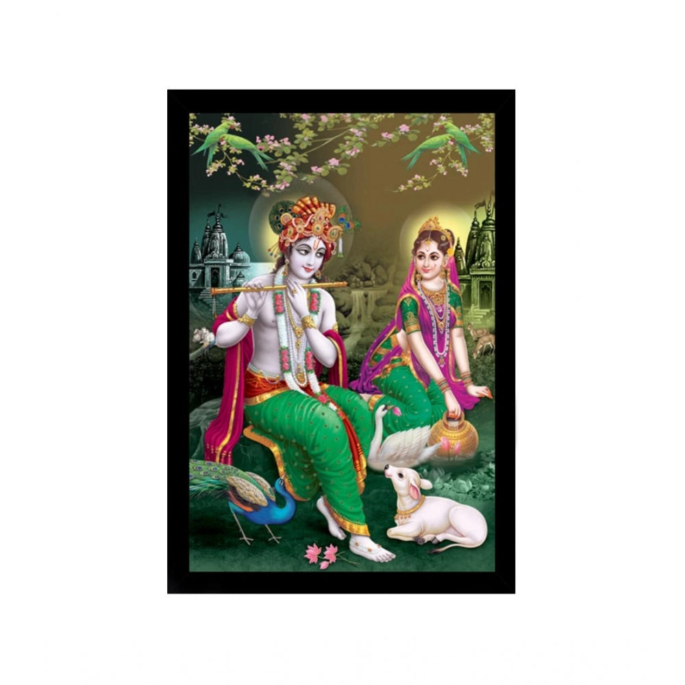 Roneclick Radha Krishna Painting with Synthetic Photo Frame (Multicolor)