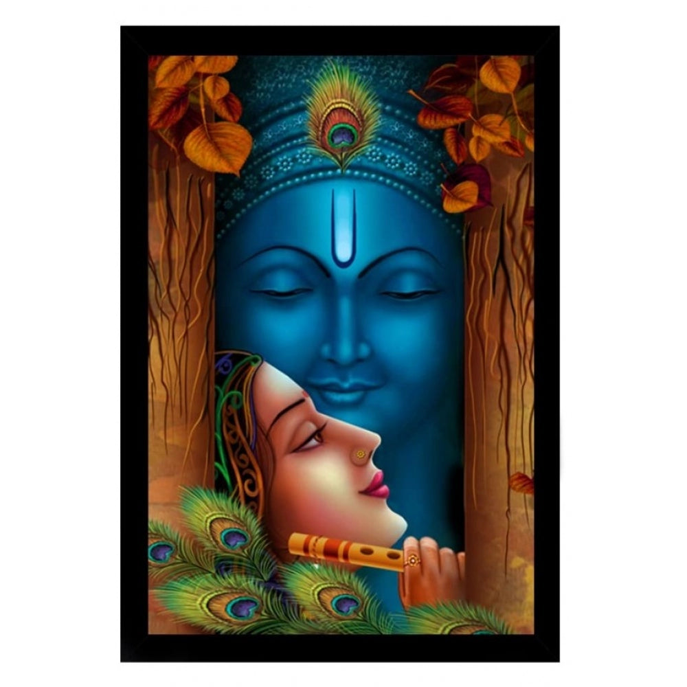 Roneclick Radha Krishna Painting with Synthetic Photo Frame (Multicolor)