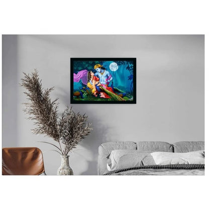 Roneclick Radha Krishna Painting with Synthetic Photo Frame (Multicolor)