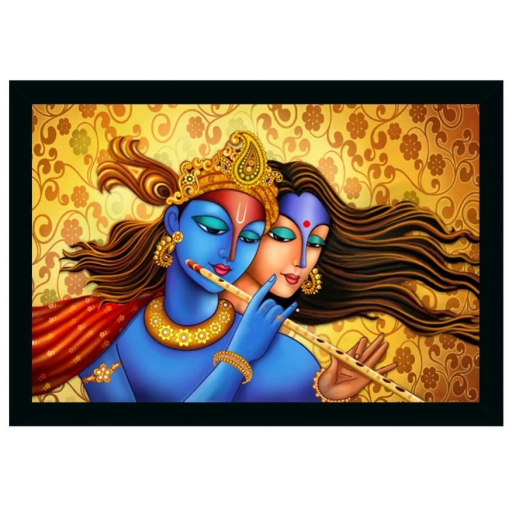 Roneclick Radha Krishna Painting with Synthetic Photo Frame (Multicolor)