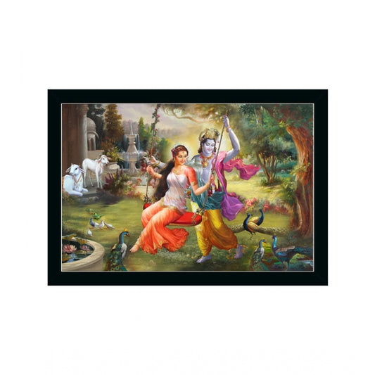 Roneclick Radha Krishna Painting with Synthetic Photo Frame (Multicolor)