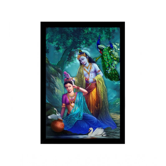 Roneclick Radha Krishna Painting with Synthetic Photo Frame (Multicolor)