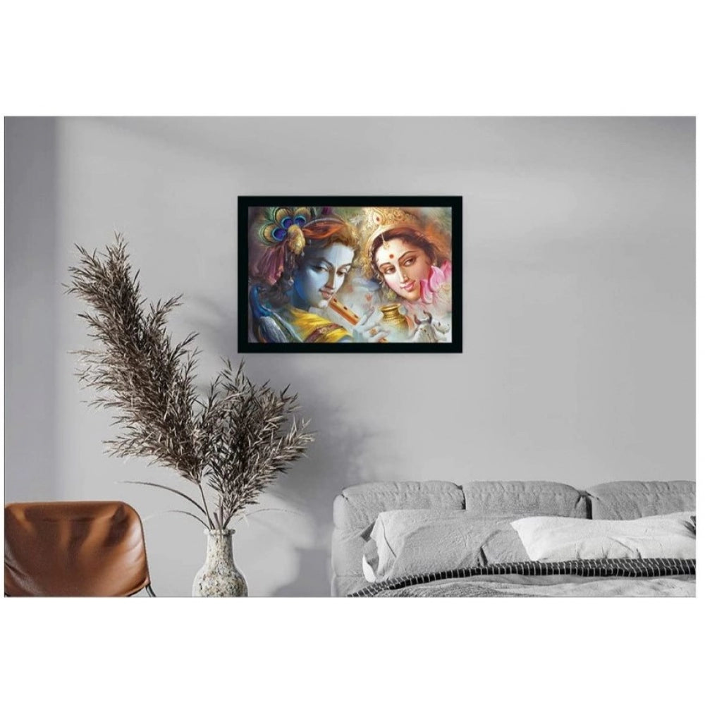 Roneclick Radha Krishna Painting with Synthetic Photo Frame (Multicolor)