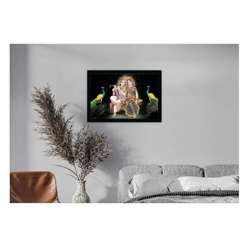 Roneclick Radha Krishna Painting Vinyl Sparkle Coated with Synthetic Photo Frame (Multicolor)