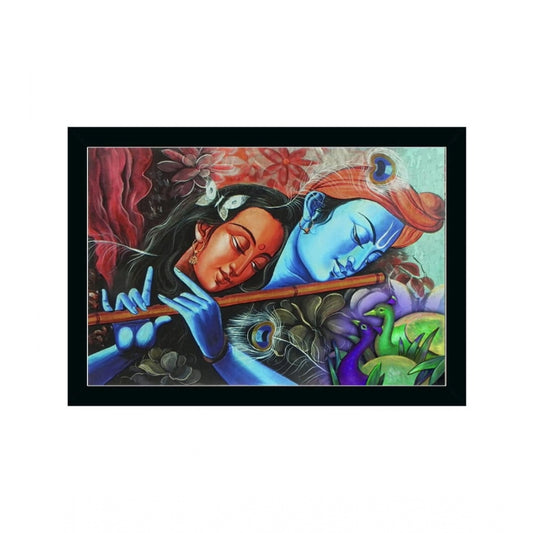 Roneclick Radha Krishna Painting with Synthetic Photo Frame (Multicolor)