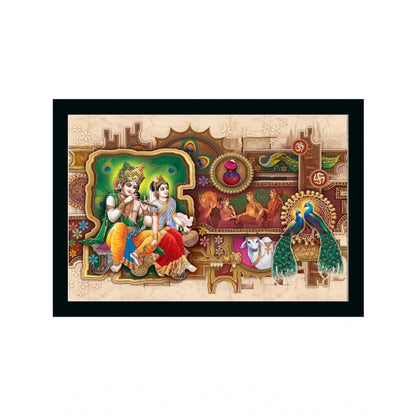 Roneclick Radha Krishna Painting with Synthetic Photo Frame (Multicolor)