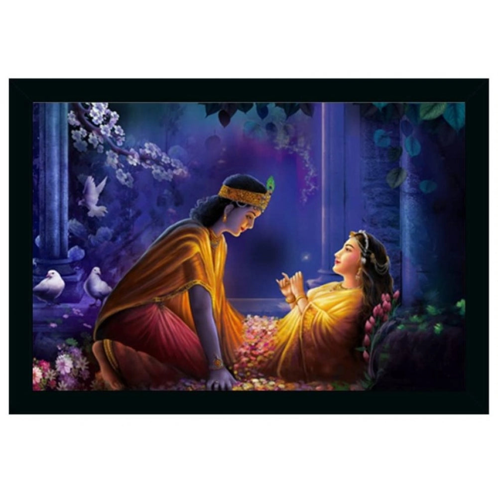 Roneclick Radha Krishna Painting Vinyl Sparkle Coated with Synthetic Photo Frame (Multicolor)