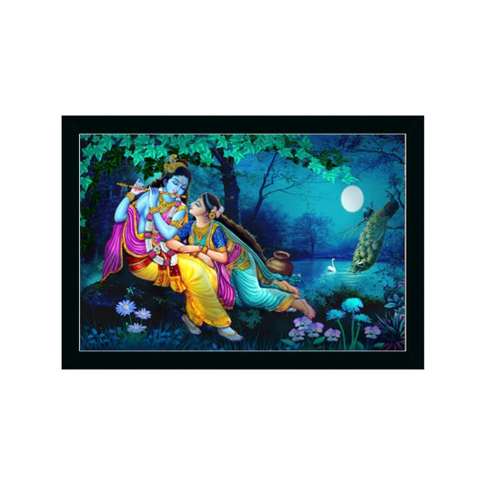 Roneclick Radha Krishna Painting with Synthetic Photo Frame (Multicolor)