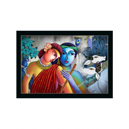 Roneclick Radha Krishna Painting with Synthetic Photo Frame (Multicolor)