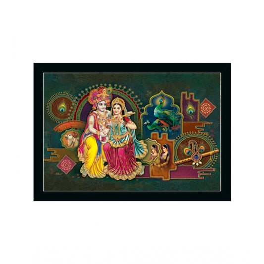 Roneclick Radha Krishna Painting with Synthetic Photo Frame (Multicolor)