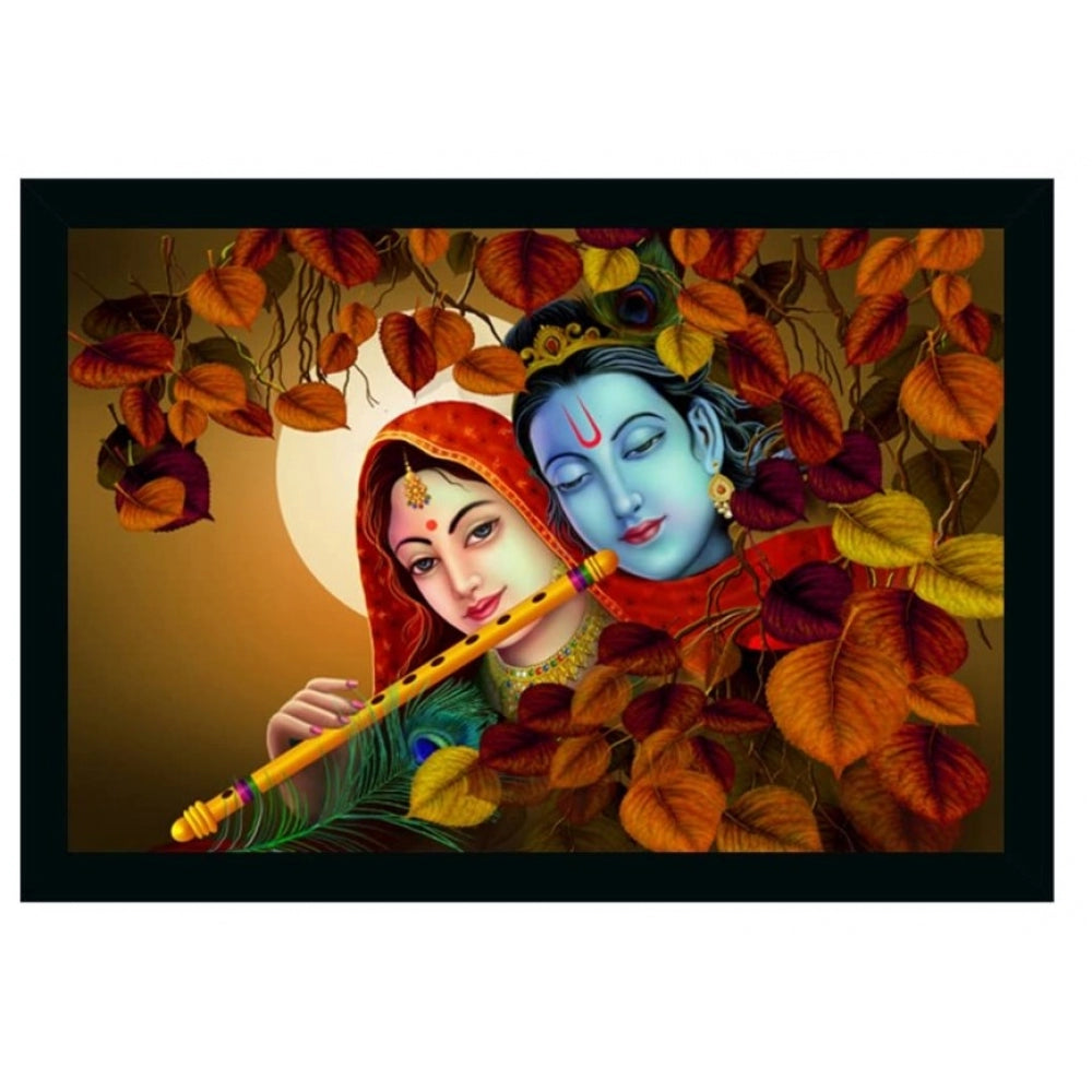 Roneclick Radha Krishna Painting with Synthetic Photo Frame (Multicolor)