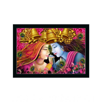 Roneclick Radha Krishna Painting with Synthetic Photo Frame (Multicolor)