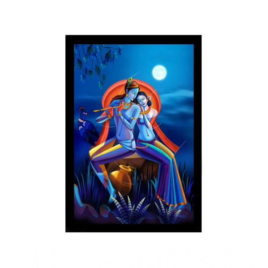 Roneclick Radha Krishna Painting with Synthetic Photo Frame (Multicolor)