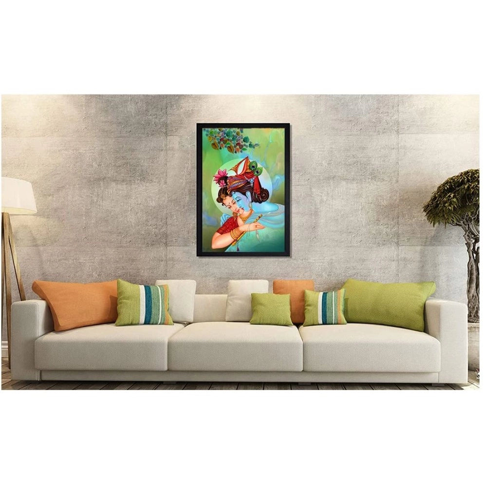 Roneclick Beautiful Radha Krishna Vinyl Sparkle Coated with Synthetic Photo Frame (Multicolor)