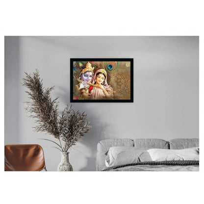 Roneclick Radha Krishna Painting Vinyl Sparkle Coated with Synthetic Photo Frame (Multicolor)