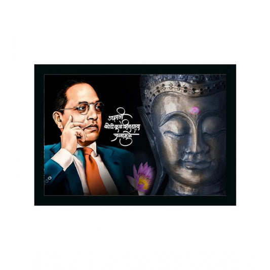 Roneclick Ambedkar Buddha Painting Vinyl Sparkle Coated with Synthetic Photo Frame (Multicolor)