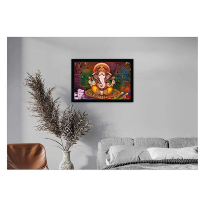 Roneclick Ganesh Photo with Synthetic Photo Frame (Multicolor)