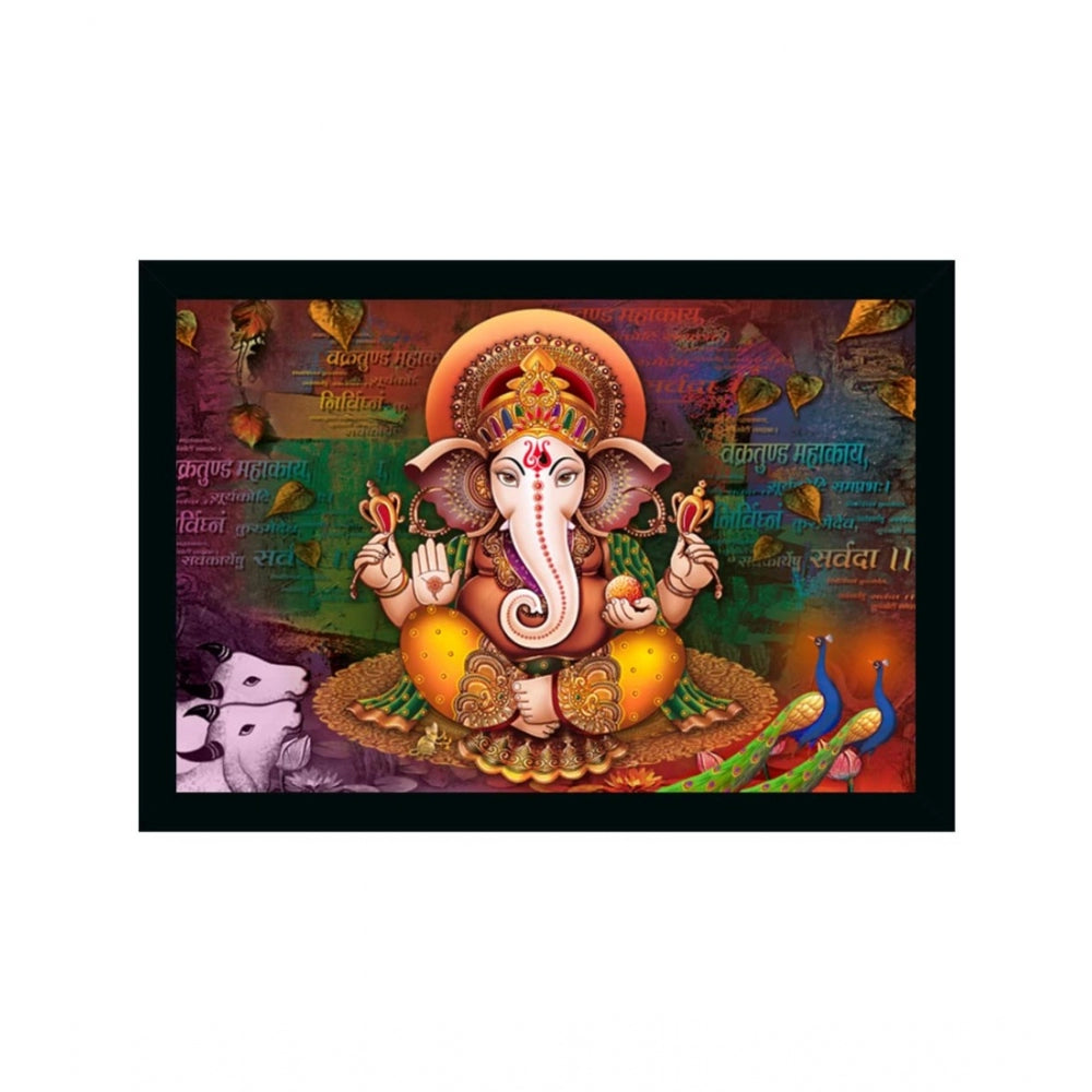 Roneclick Ganesh Photo with Synthetic Photo Frame (Multicolor)