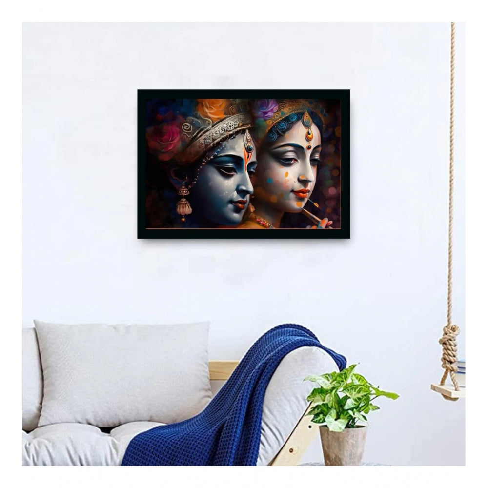 Roneclick Radha Krishna Painting with Synthetic Photo Frame (Multicolor)