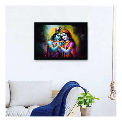 Roneclick Radha Krishna Painting with Synthetic Photo Frame (Multicolor)