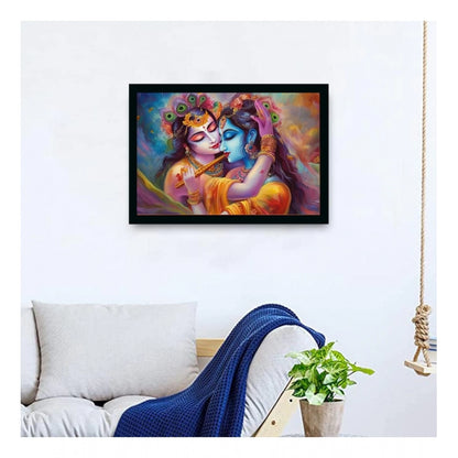 Roneclick Radha Krishna Painting with Synthetic Photo Frame (Multicolor)