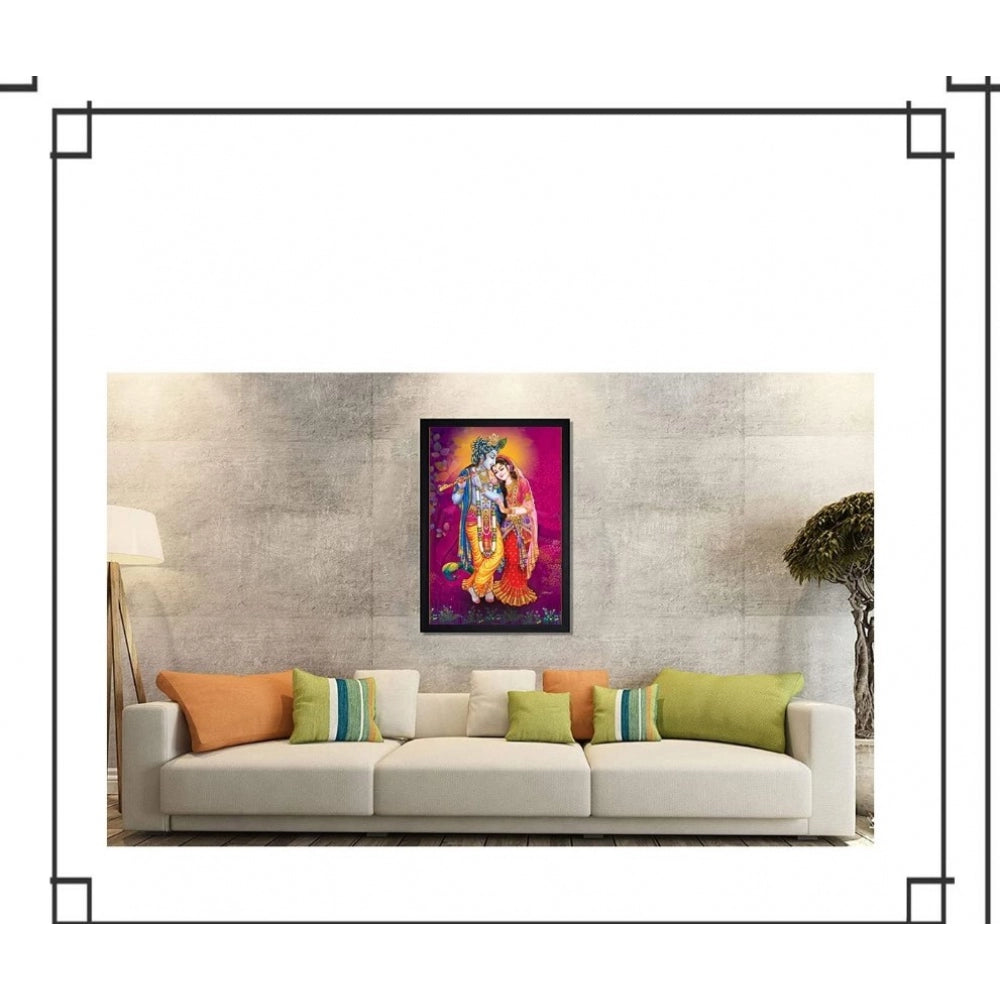 Roneclick Radha Krishna Painting with Synthetic Photo Frame (Multicolor)